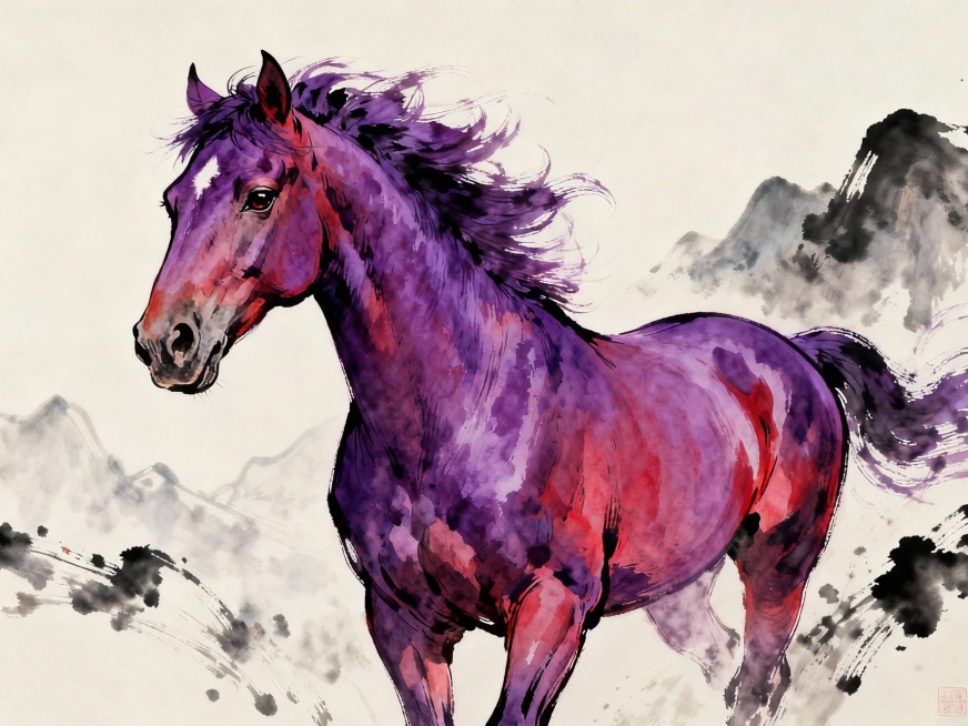 生成飒露紫马的单独插画图预览效果