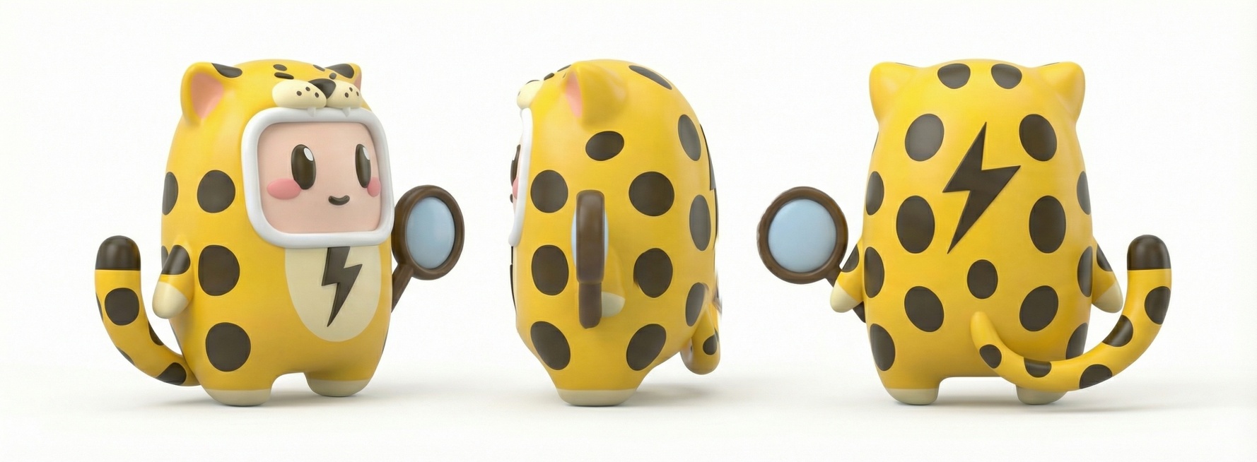 根据#2的效果，参考#1的三视图，生成3D形象的45度角形象预览效果