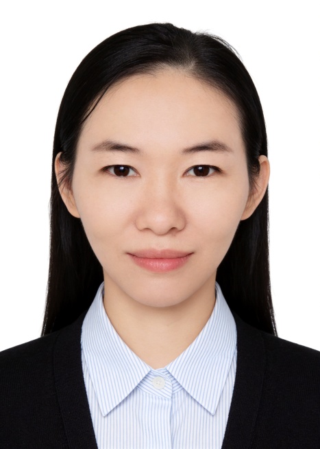 保留image2中人物的五官和样貌，仅参考image1的头型和服饰，将image2中的人物头发放下，更换服饰为image1的黑色开衫外套内搭浅蓝条纹衬衫；整体调整为标准证件照风格，保持人物原样不变，保预览效果