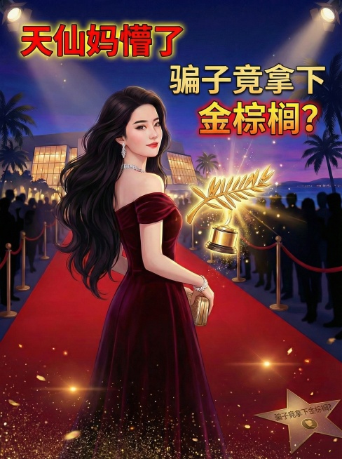 删除图片下方的“忽悠天仙妈”和“戛纳封神”两行文字，保留其他元素不变预览效果