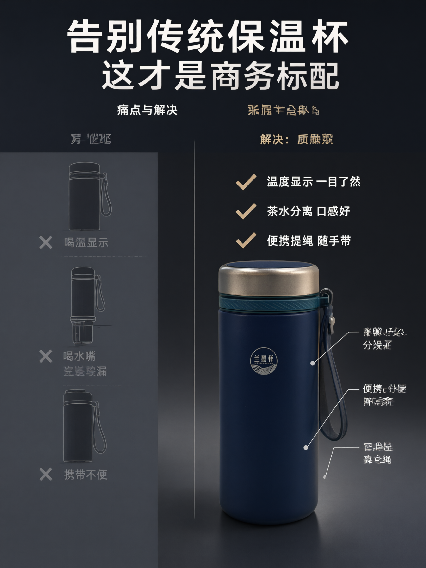 [第2张] 痛点与解决-传统保温杯vs智能显温保温杯对比页。本… - 图片创意预览