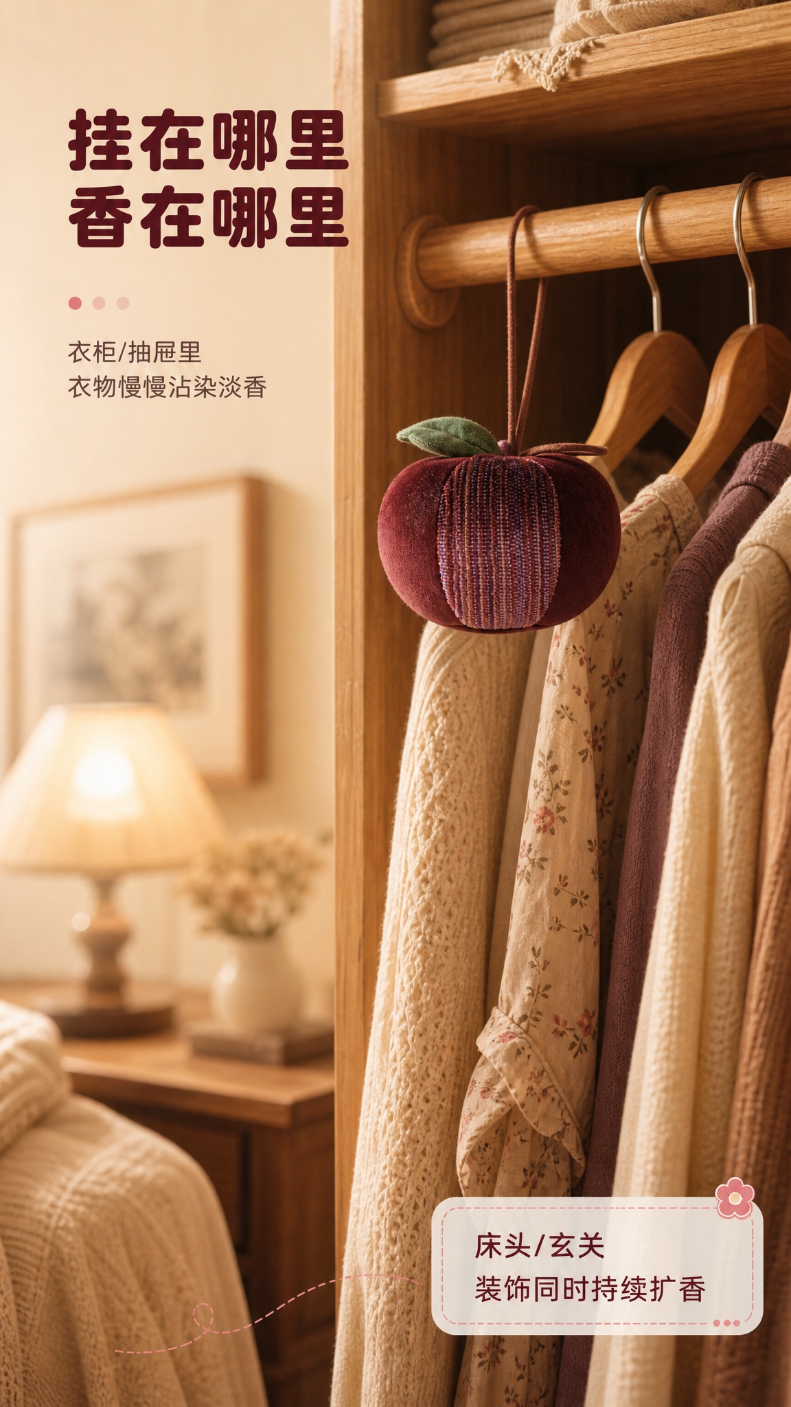 [商品] 使用【图2】酒红色丝绒苹果香薰挂件；保留苹果造型、酒… - 图片创意预览