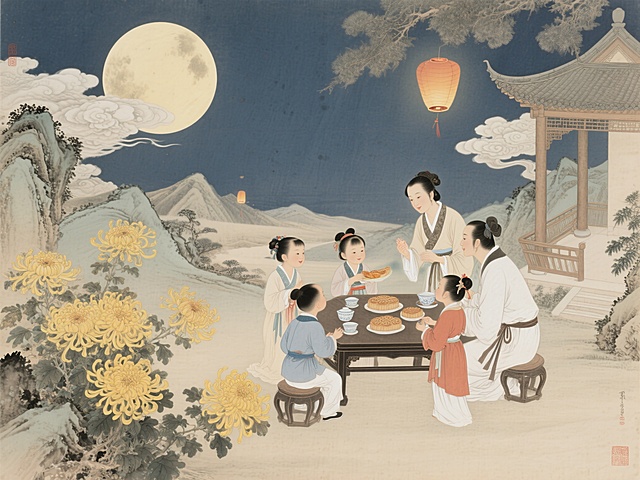 中式中秋赏月场景