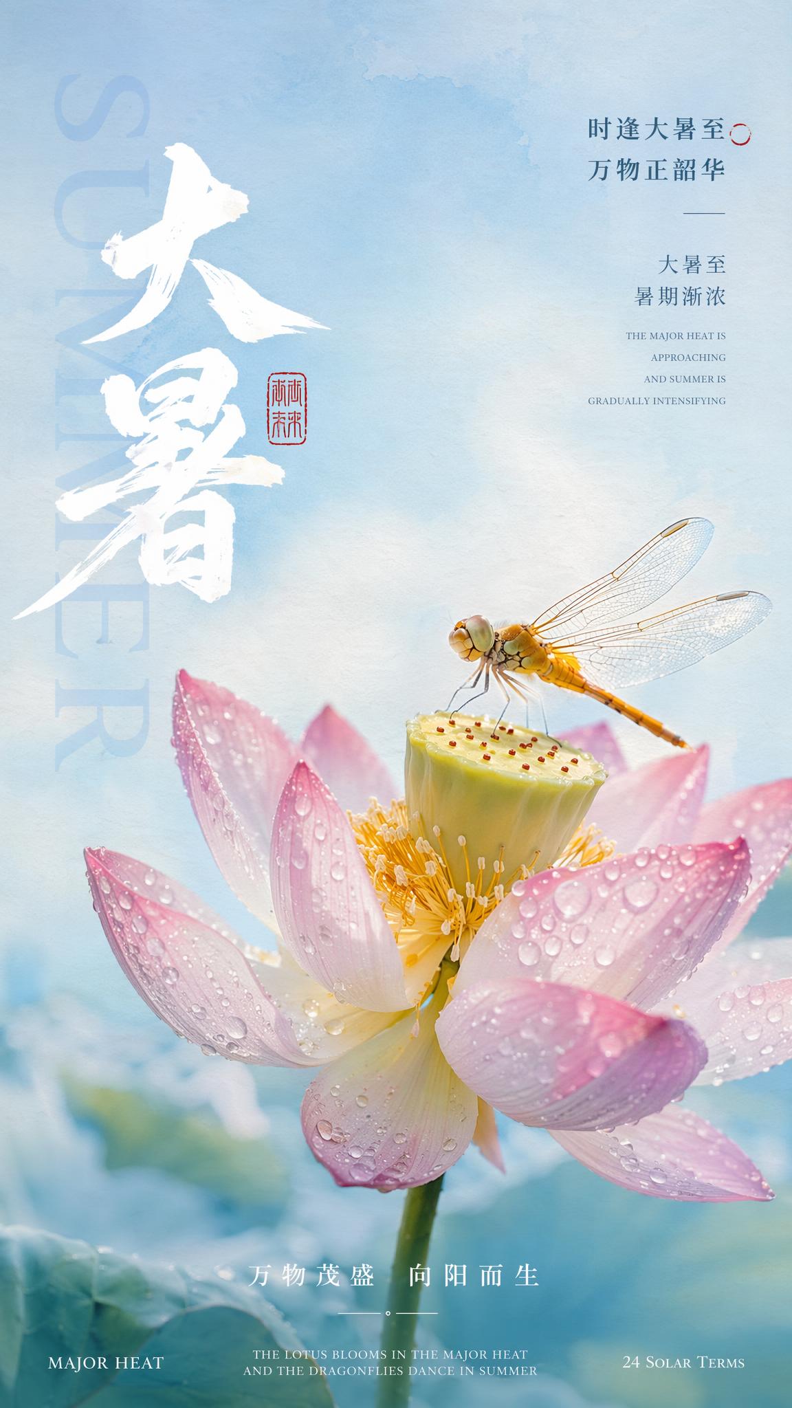 新中式水墨风立夏节气手机海报，底色是温润做旧的浅米宣纸肌理采用… - 图片创意预览