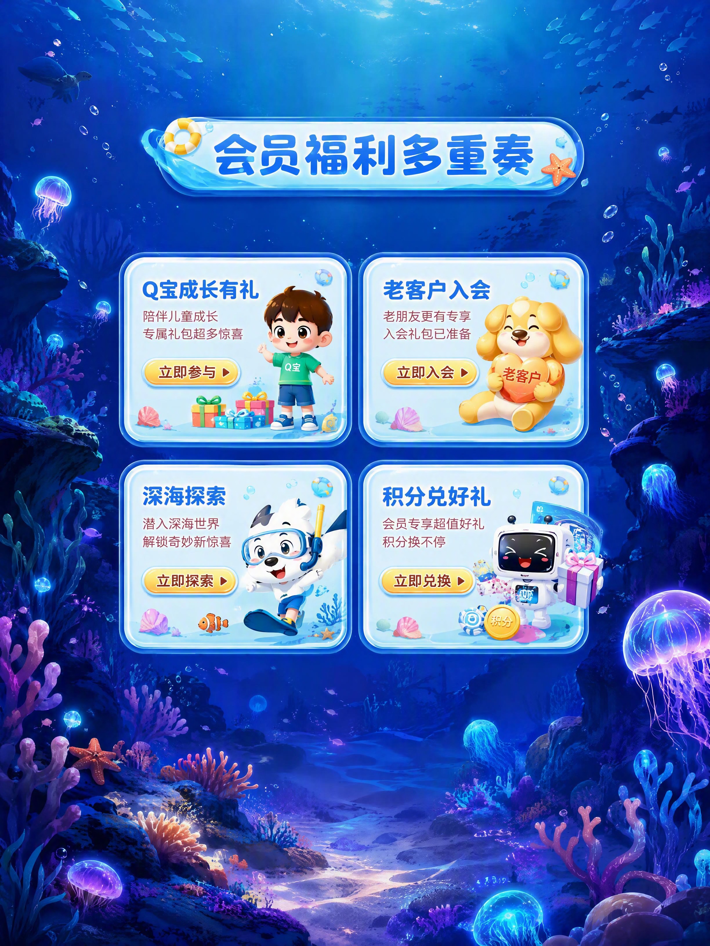 [第5屏 中海中层] 海洋至尊活动页会员福利多重奏区。关键要求… - 图片创意预览