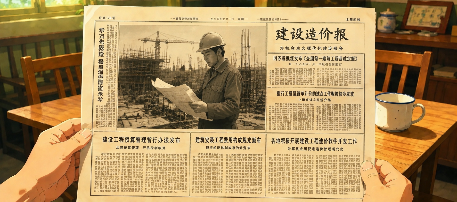 重新设计报纸版面，将80年代造价行业报道内容重新排版，在报纸上… - 图片创意预览