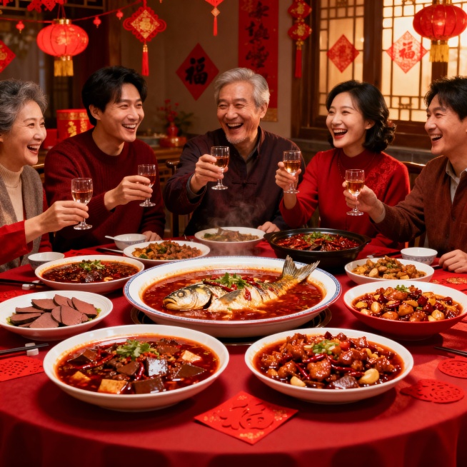 「川菜 + 聚餐场景」，含节日主题、新品推广等场景预览效果