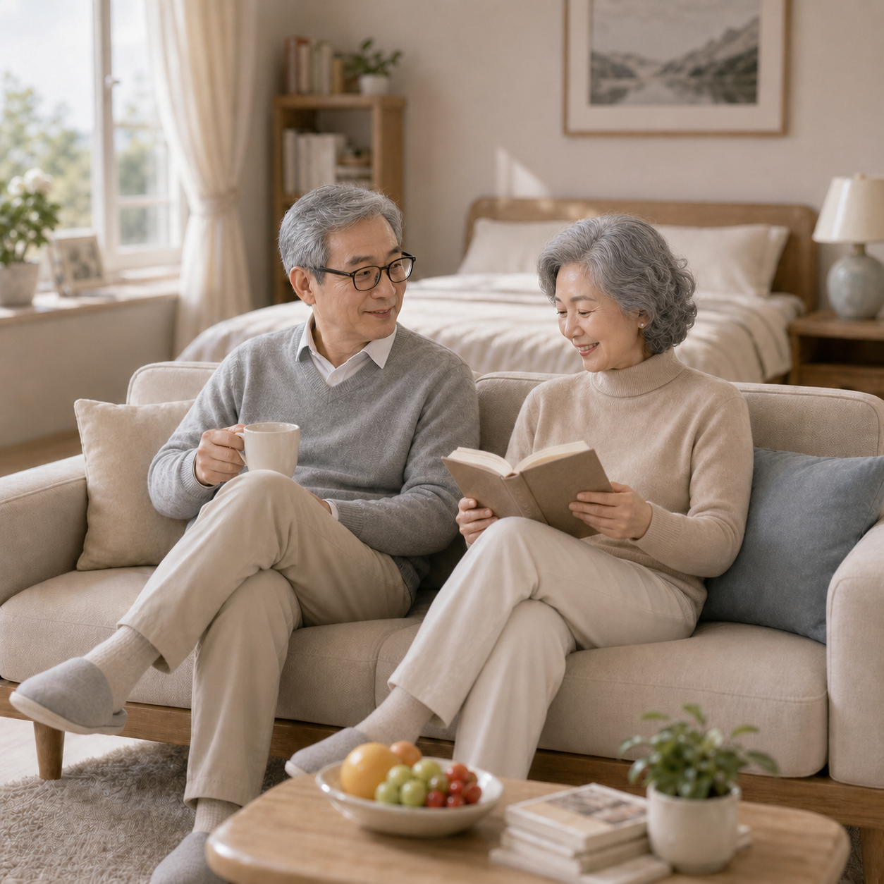 将图中两位老人的头发修改得更加花白，增加更多白发，整体保持真实… - 图片创意预览