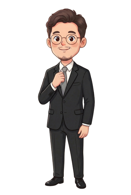 人像的脸型改成小V脸，衣服换成黑色西装外套，白色衬衣打底，灰色领带，裤子换成黑色西裤，黑色皮鞋预览效果