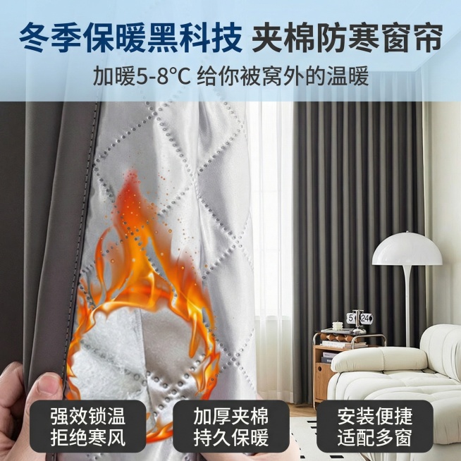 保持窗帘的面料和花纹不变，室内家居场景不变，裂变为电商主图预览效果