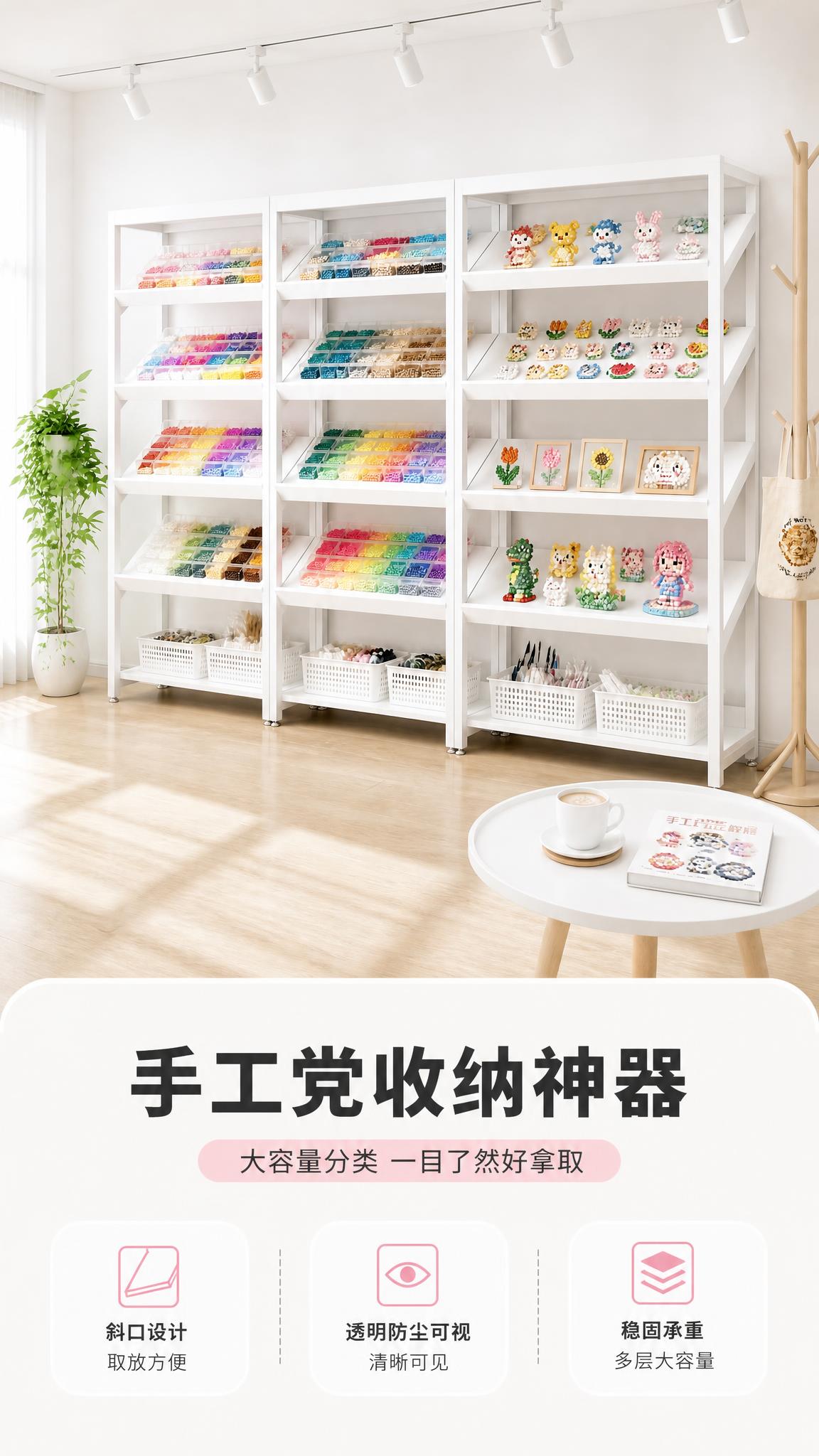 [商品] 使用【图1】白色多层斜口收纳展示柜；保留整体白色框架… - 图片创意预览
