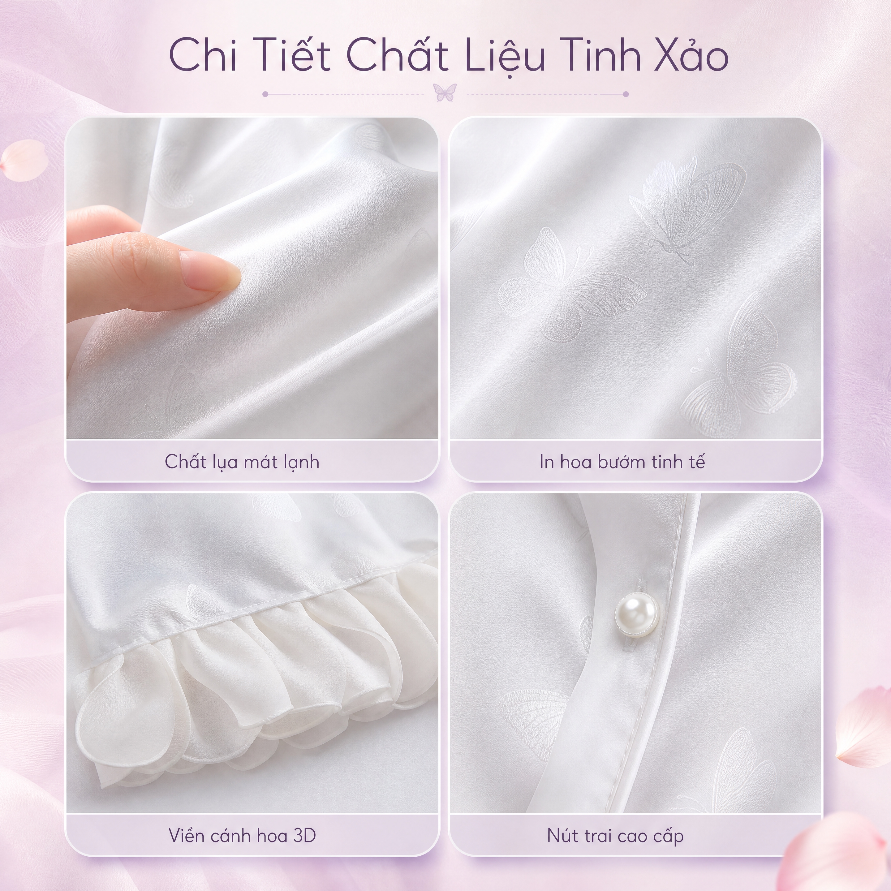 [商品] 使用【图1】冰丝蝴蝶印花长袖睡衣套装（白色款）；保留… - 图片创意预览