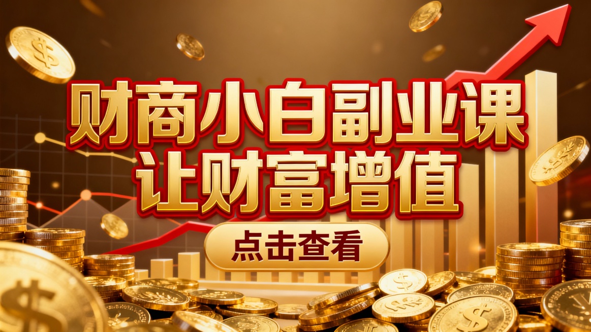 把下面的文案分析，分别制图把文案分别加入图片，图片主要背景内容为赚钱副业相关,每张图片背景不相同，突出文案标题，图片尺寸为宽1140px高640px：
小白财商副业课
0元免费领

财商训练营
7天让预览效果
