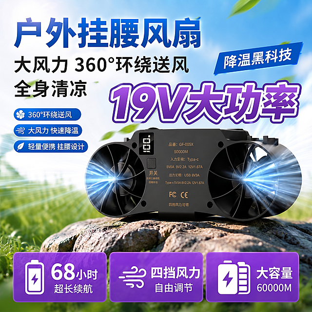 把这种图片风扇右下角后面的黑色圆柱去掉，再把风扇下方车子去掉把60000M的字体变大与方框协调