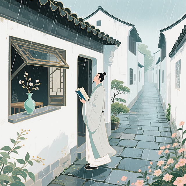 灵感源于：文笔挑战：“微微细雨穿花巷，__________”你会怎么接下一句？
微微细雨穿花巷，缓缓翻书出书房，静思细读书生吟，缓缓抬头听雨声，细雨好书让人醉；
