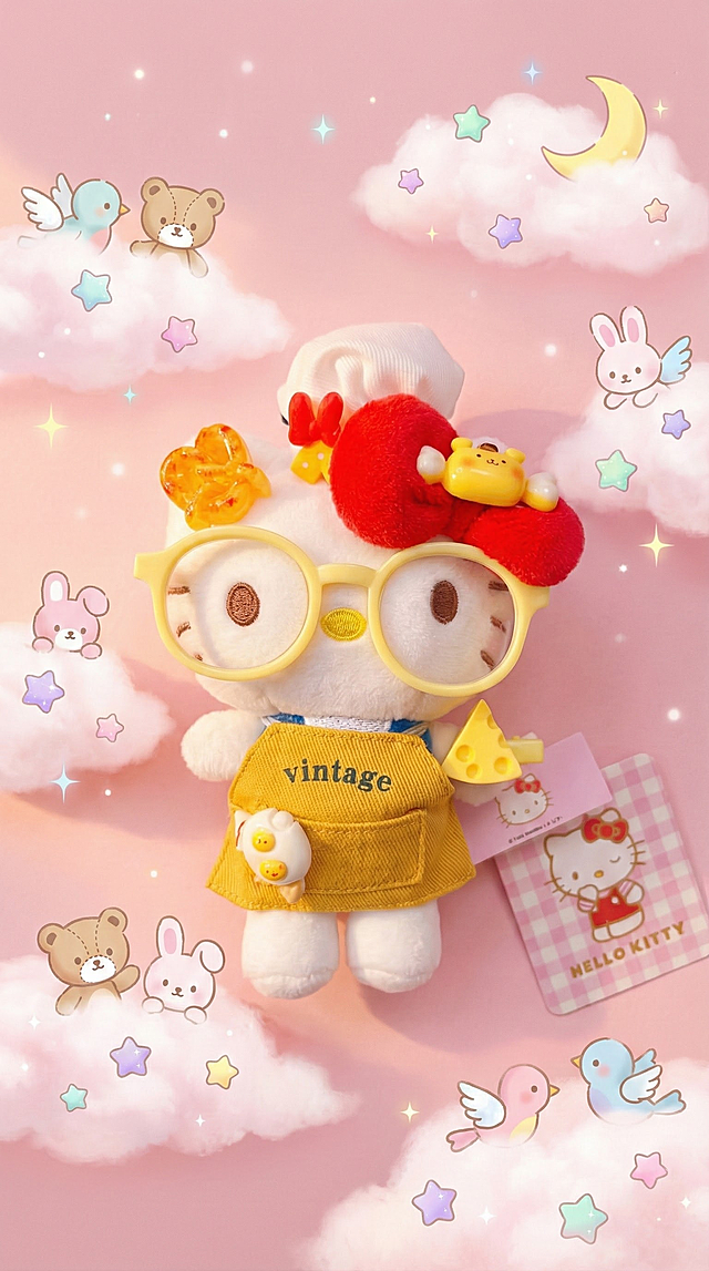 这是一个毛绒娃娃，做一张粉嫩可爱的场景图