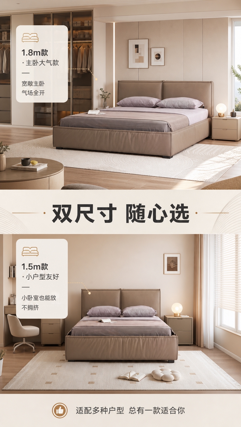 [商品] 使用【图1】高饱满软包落地床；商品处理：保留床头双软… - 图片创意预览