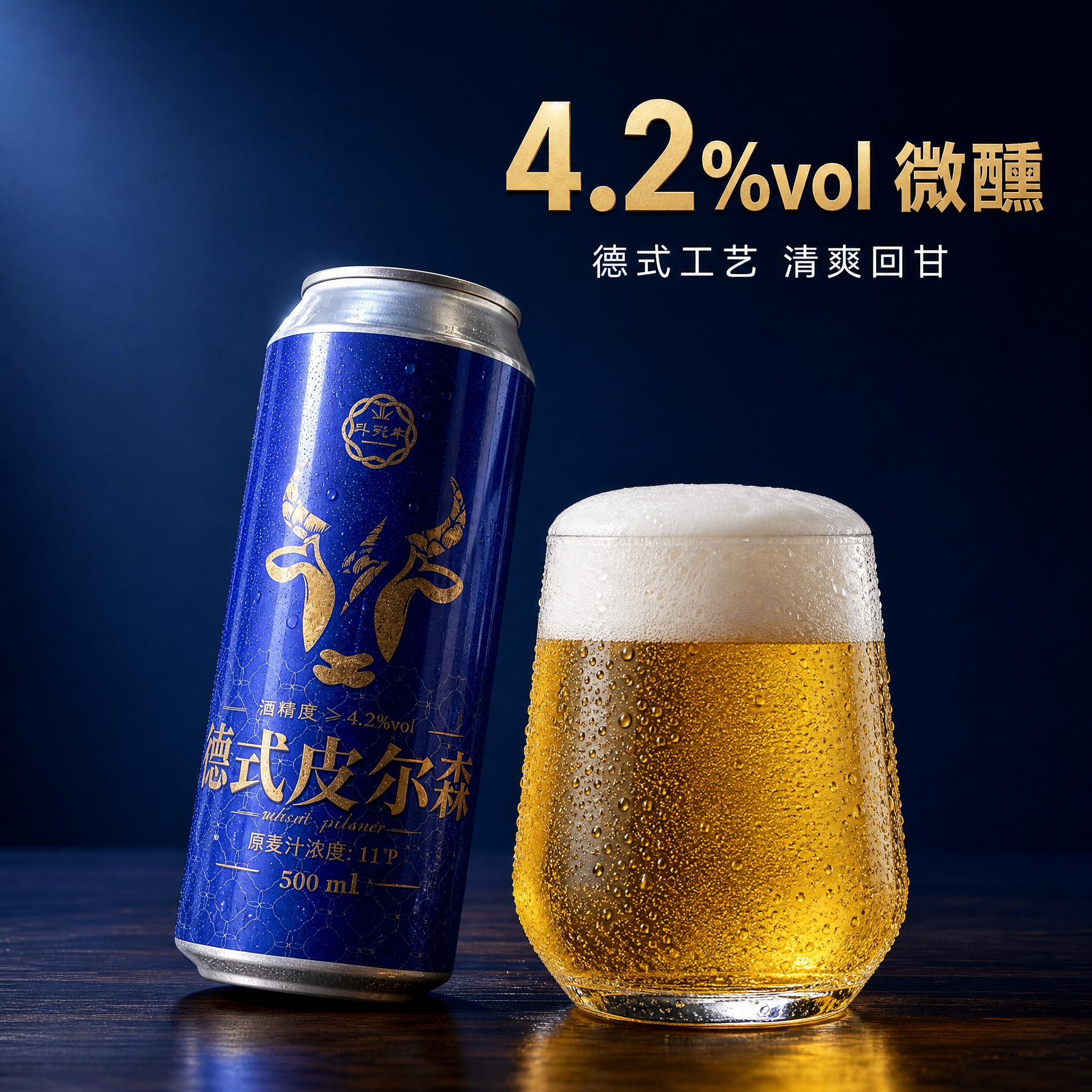 [主图-3] 亚泰啤酒德式皮尔森精酿啤酒 口感与酒精度展示图。… - 图片创意预览