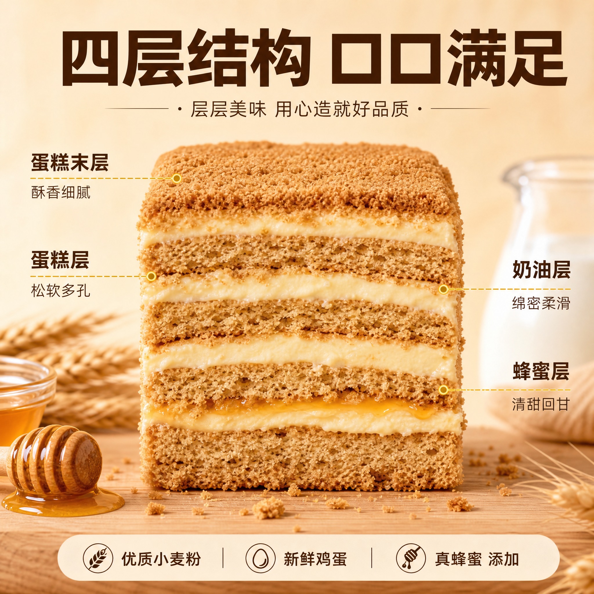 [主图-2] 核心亮点与成分结构图，主题是展示提拉米苏的多层结… - 图片创意预览
