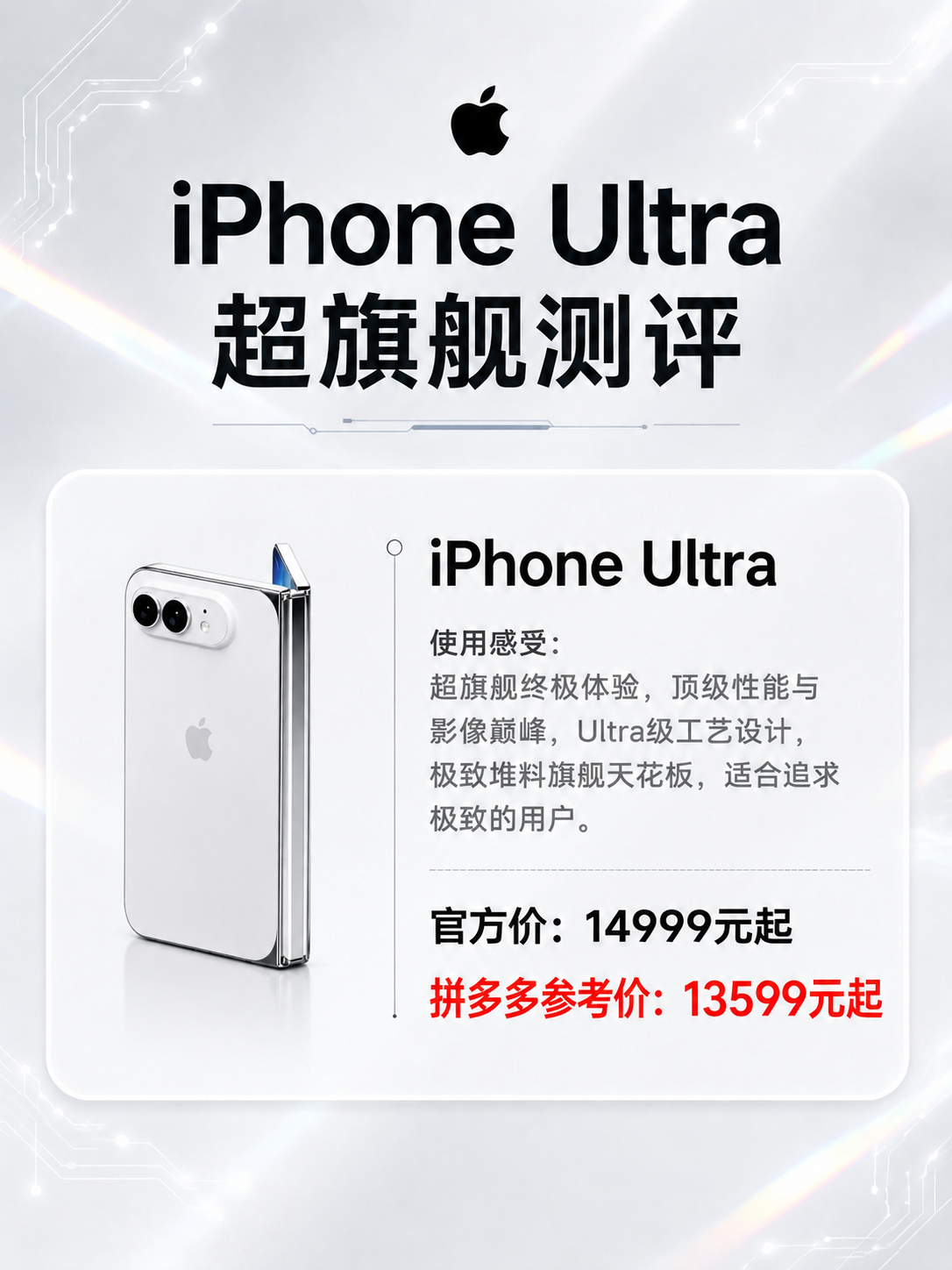 将第一张海报卡片左侧的iPhone Ultra手机替换为第二张… - 图片创意预览