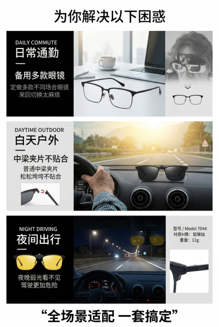 2:3 竖版电商详情图，严格还原上传的三张产品参考图，包括包装设计、颜色、LOGO位置、文字内容、图案元素等所有细节；产品外观必须与参考图完全一致，保持铝镁钛金属哑光质感。分三栏展示三大功能场景：①预览效果