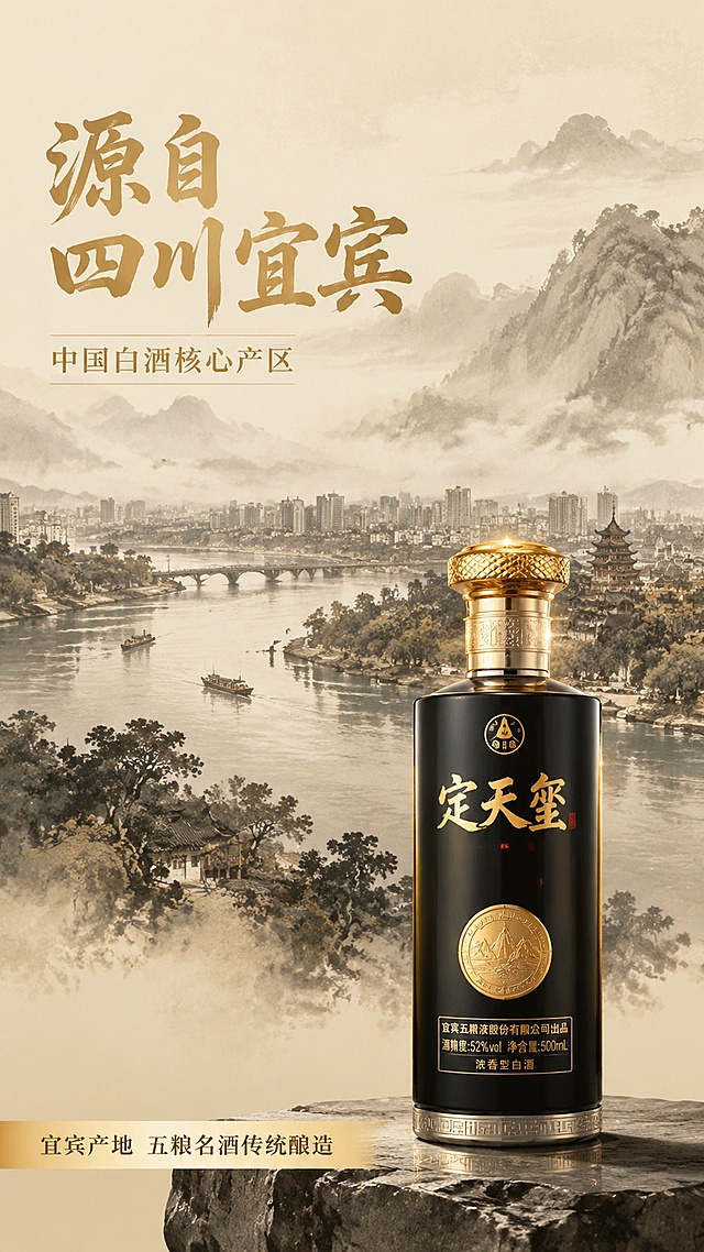 使用商品详情页技能根据商品图「图片1」「图片1」「图片1」「图片1」「图片1」「图片1」「图片1」「图片1」「图片1」「图片1」生成详情页，参考图为，商品名称为定天玺 黑金版，卖点为定天玺・宜宾 42 度浓香型白酒（黑金亚，适配平台为淘宝/天猫，图片比例为9:16，需求屏数为8张，