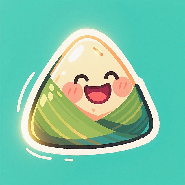 粽子，漫画风，表情开心喜悦