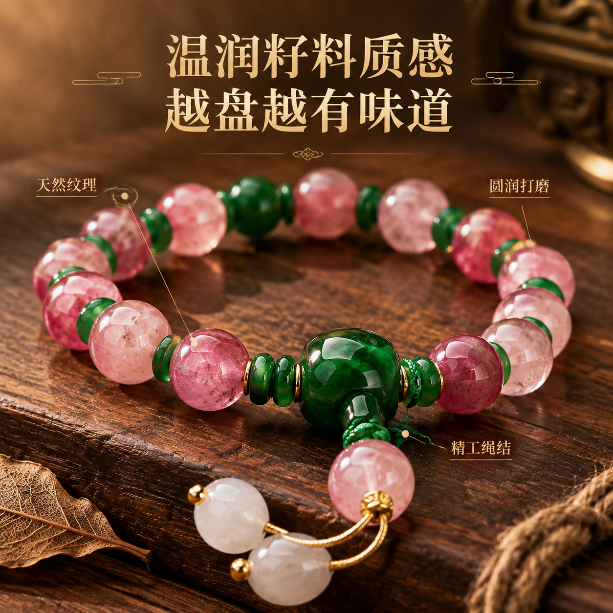 [主图-3] 主题：十八籽材质工艺微距展示。唯一任务：以暖棕木… - 图片创意预览