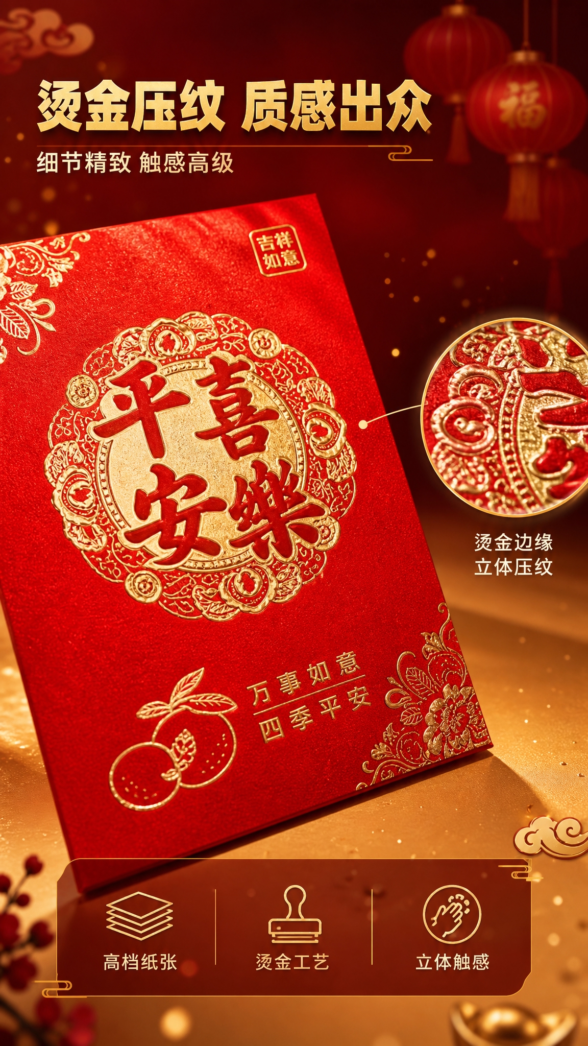[商品] 使用【图1】新春七福烫金红包套装实拍：以其中一款红包… - 图片创意预览