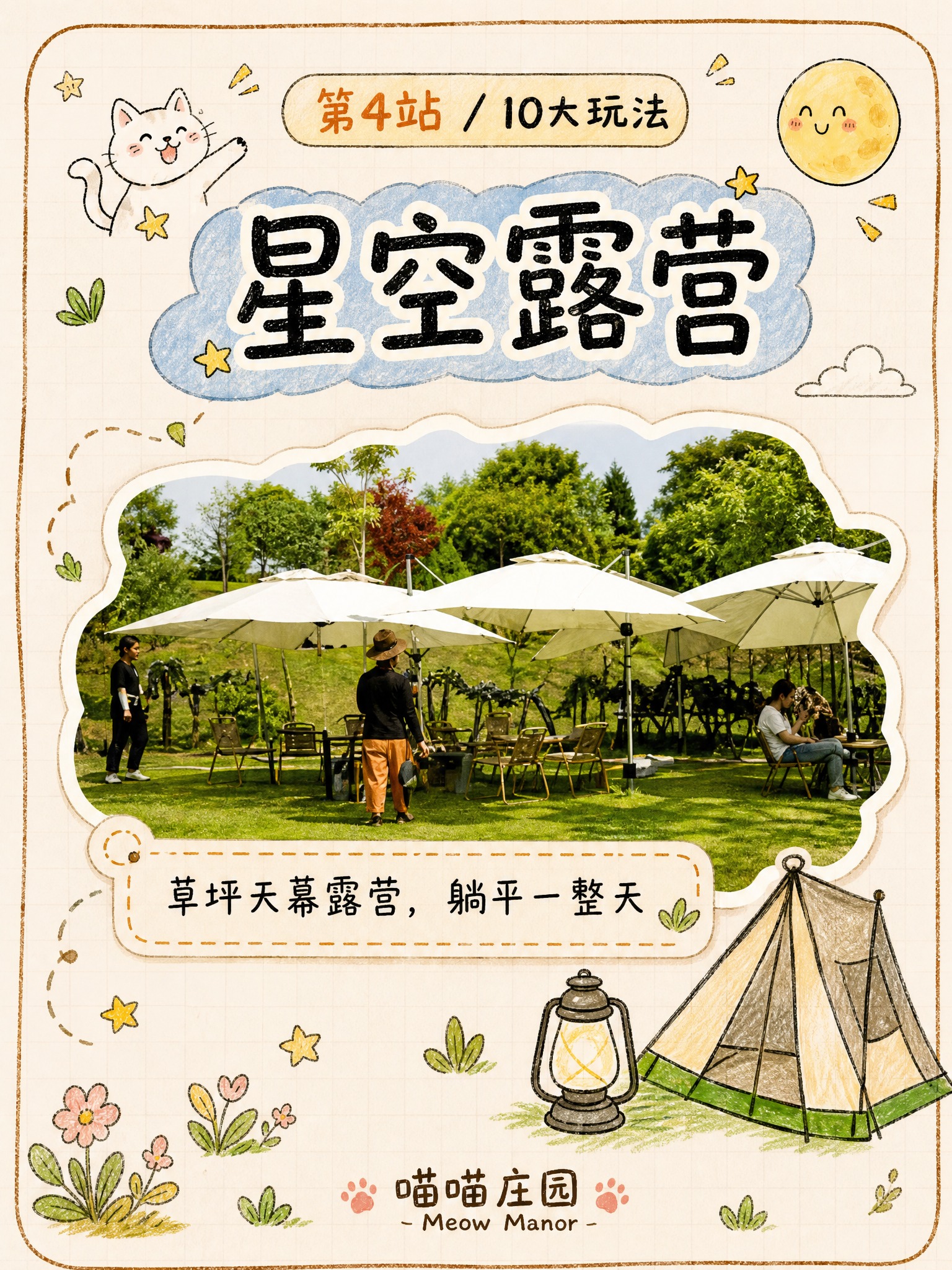 小红书内页图，手账手绘线稿+彩铅风格，米白色网格纸背景，延续喵… - 图片创意预览