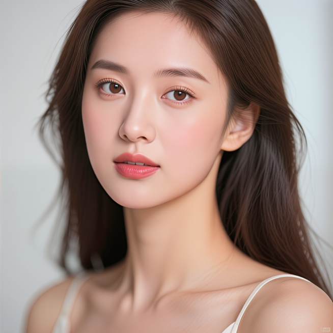 一位美丽优雅的女性，精致面容，自然妆容，柔和氛围感，高质量人像写真，细节丰富预览效果