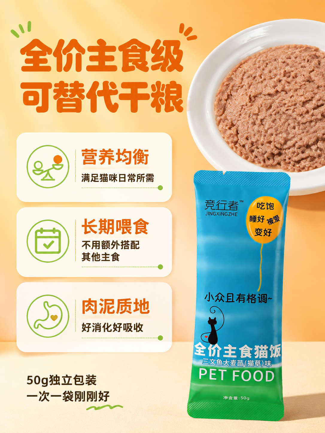 [商品] 使用【图2】猫饭肉泥质地图与【图1】单包包装；保留猫… - 图片创意预览