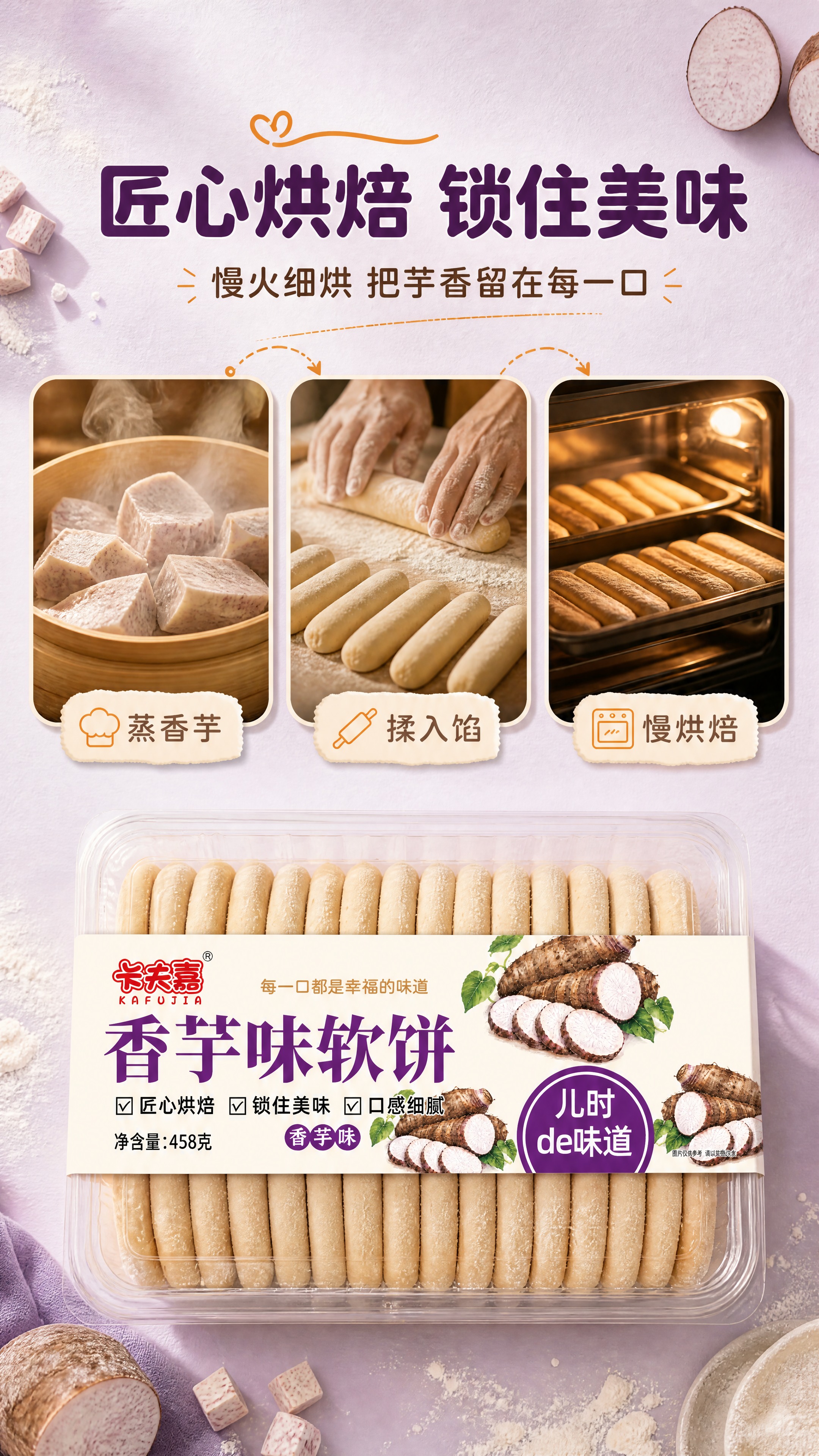[商品] 使用【图1】卡夫嘉香芋味软饼458g，完整保留透明盒… - 图片创意预览