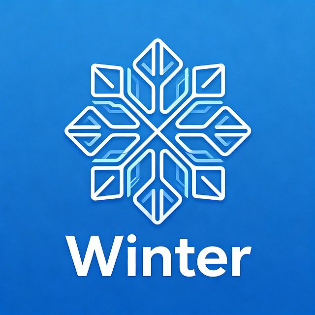 设计一个数码产品店铺的店标，店名为"Winter"，风格简约现代科技感，适合数码产品店铺使用，精致简洁