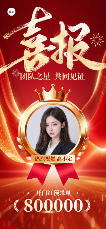 企业销售开门红喜报 团队个人表彰共同见证业绩表彰宣传海报预览效果