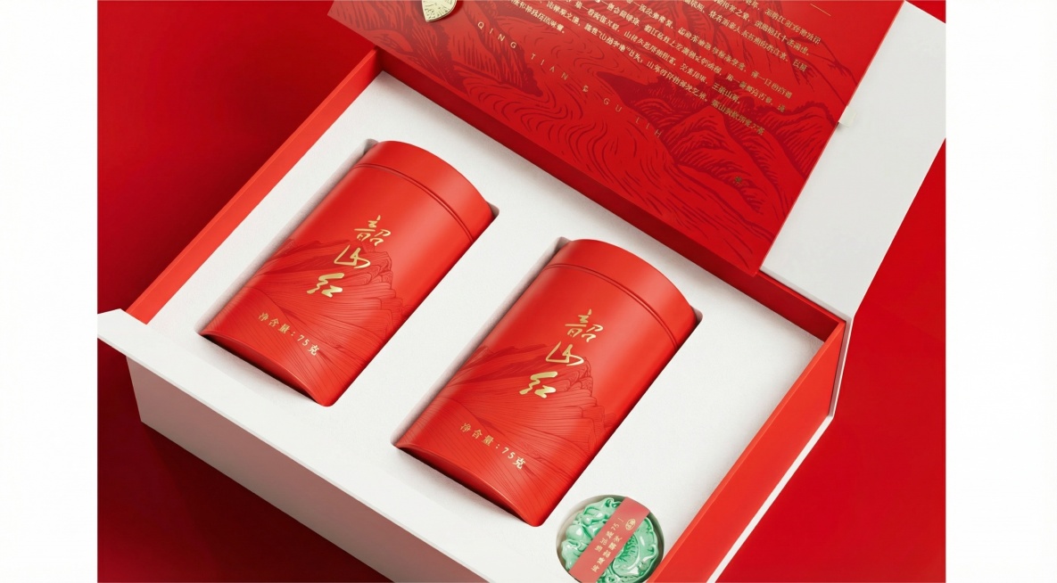 帮我把这个平面图的罐子融进去这个礼盒里面预览效果