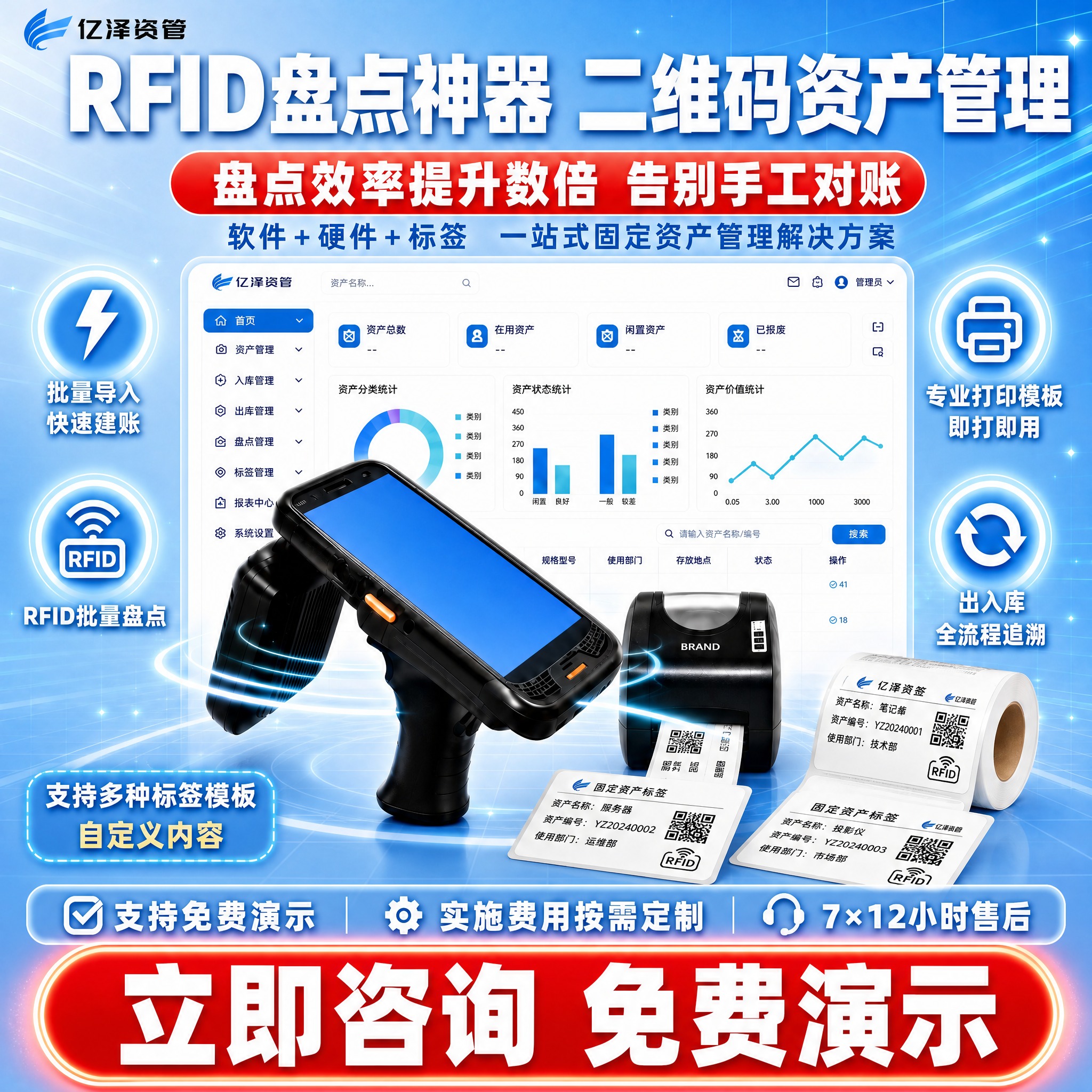 [单张主图] 亿泽资管固定资产管理系统，爆款促销感主图，突出R… - 图片创意预览