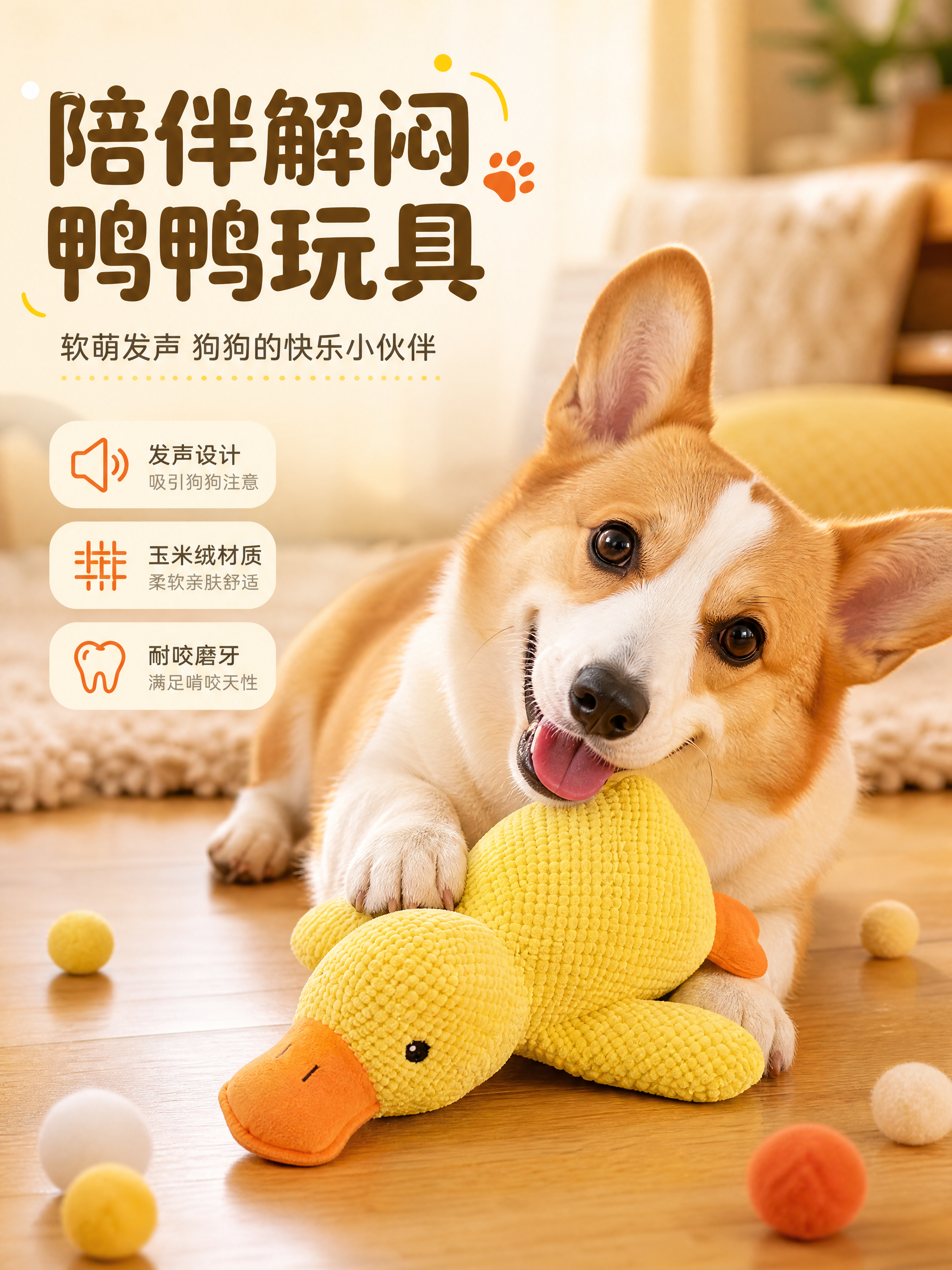 [商品] 使用【图2】黄色鸭子造型毛绒宠物玩具；保留鸭子整体造… - 图片创意预览