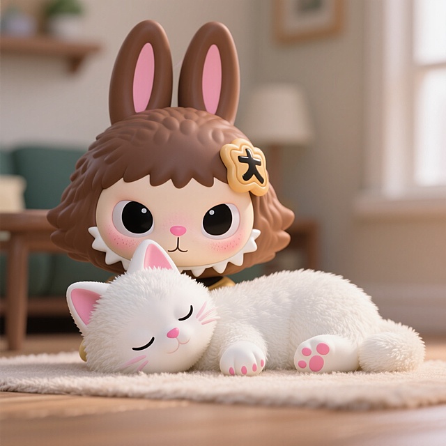 白色小猫在家里面躺着