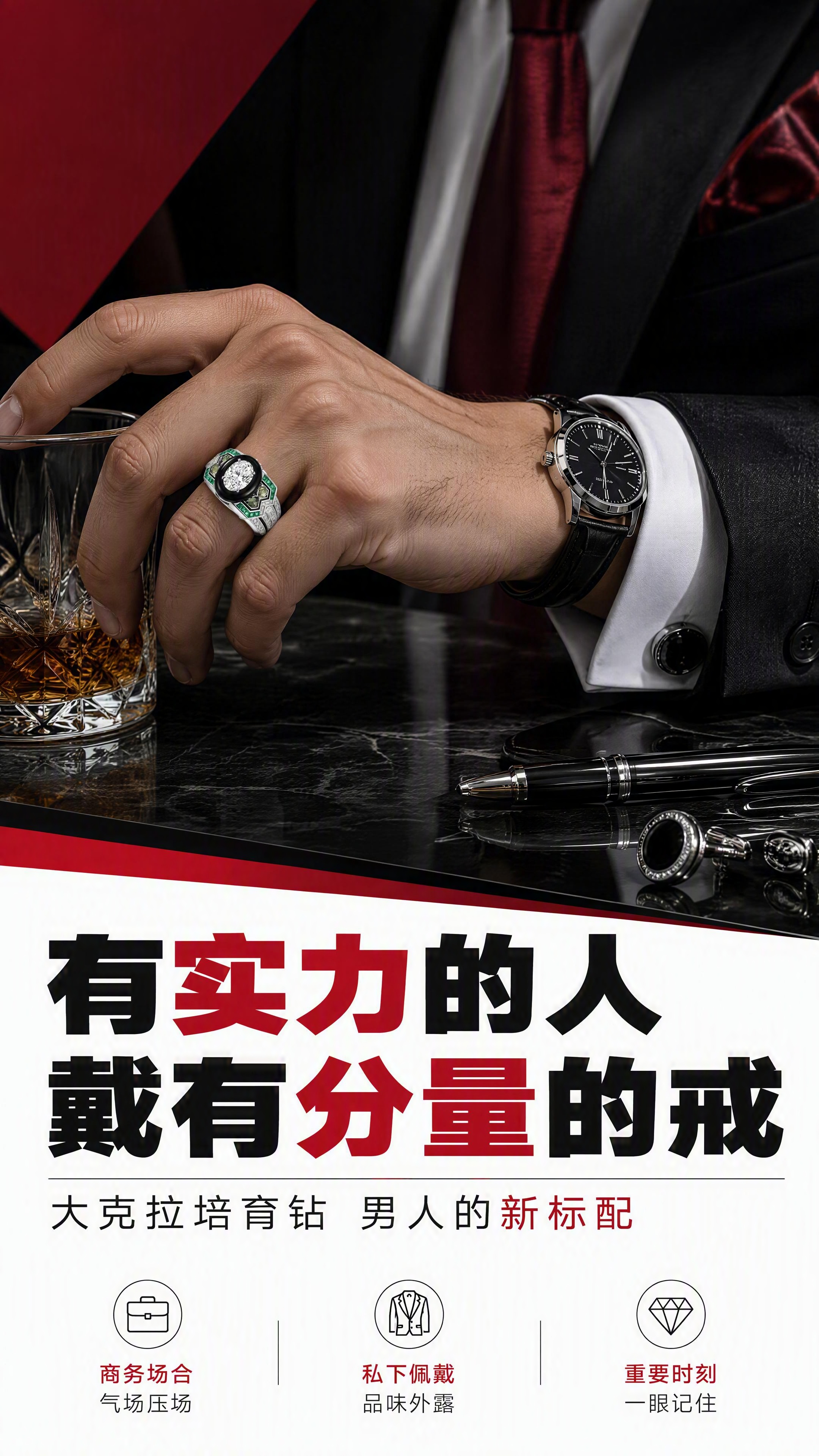 [商品] 使用【图1】男士Art Deco风格大克拉培育钻戒指… - 图片创意预览