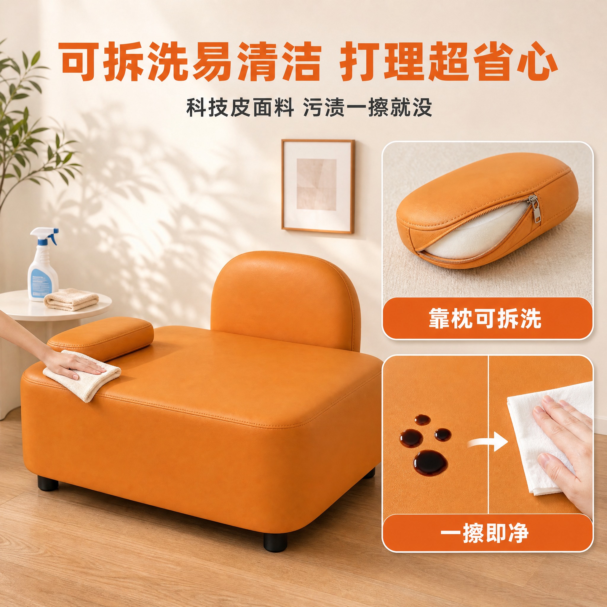 [主图-新卖点1] 可拆洗设计与清洁便利性展示，突出贵妃躺椅好… - 图片创意预览