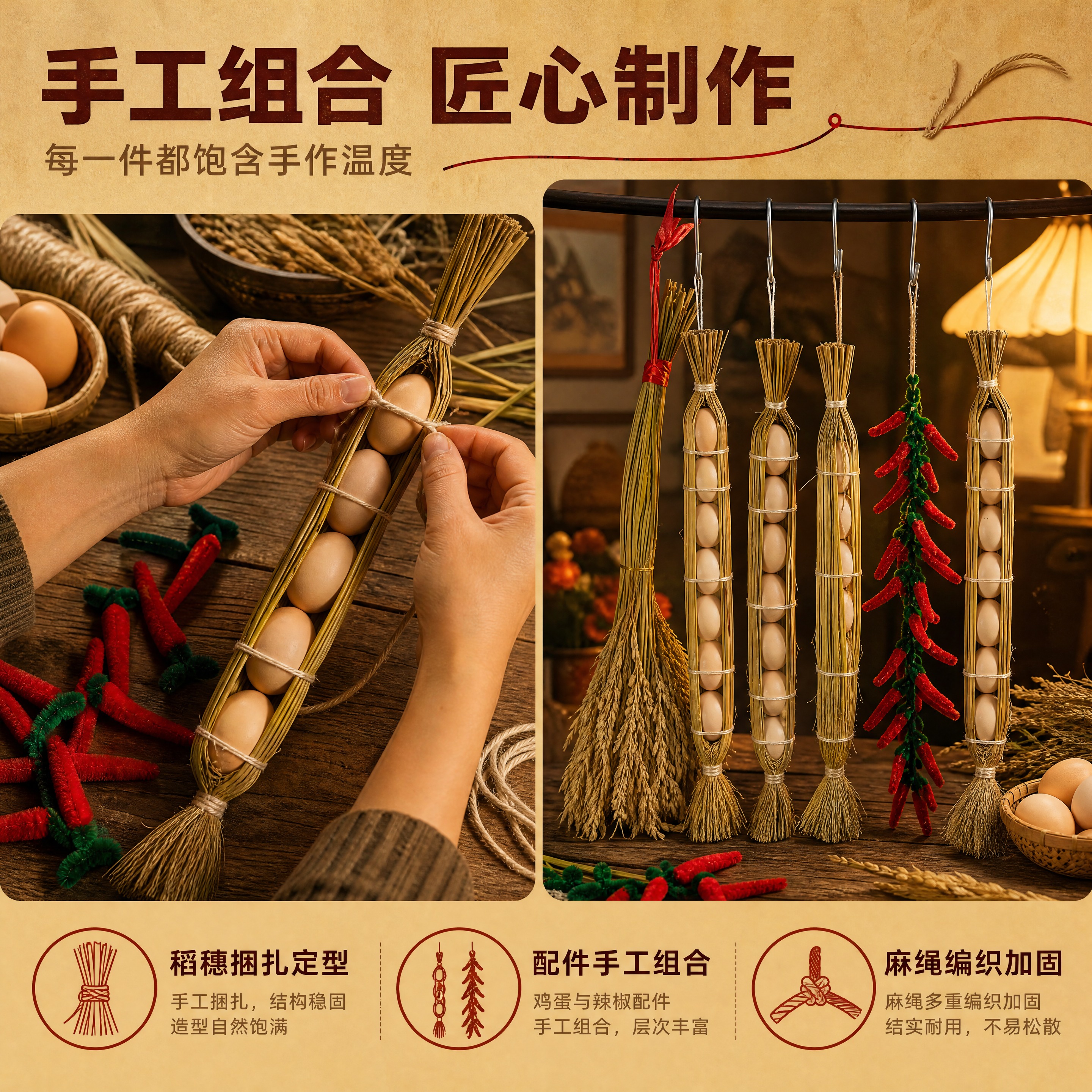 [商品] 使用【图1】【图3】鸡蛋稻穗手工辣椒挂件；保留稻穗、… - 图片创意预览