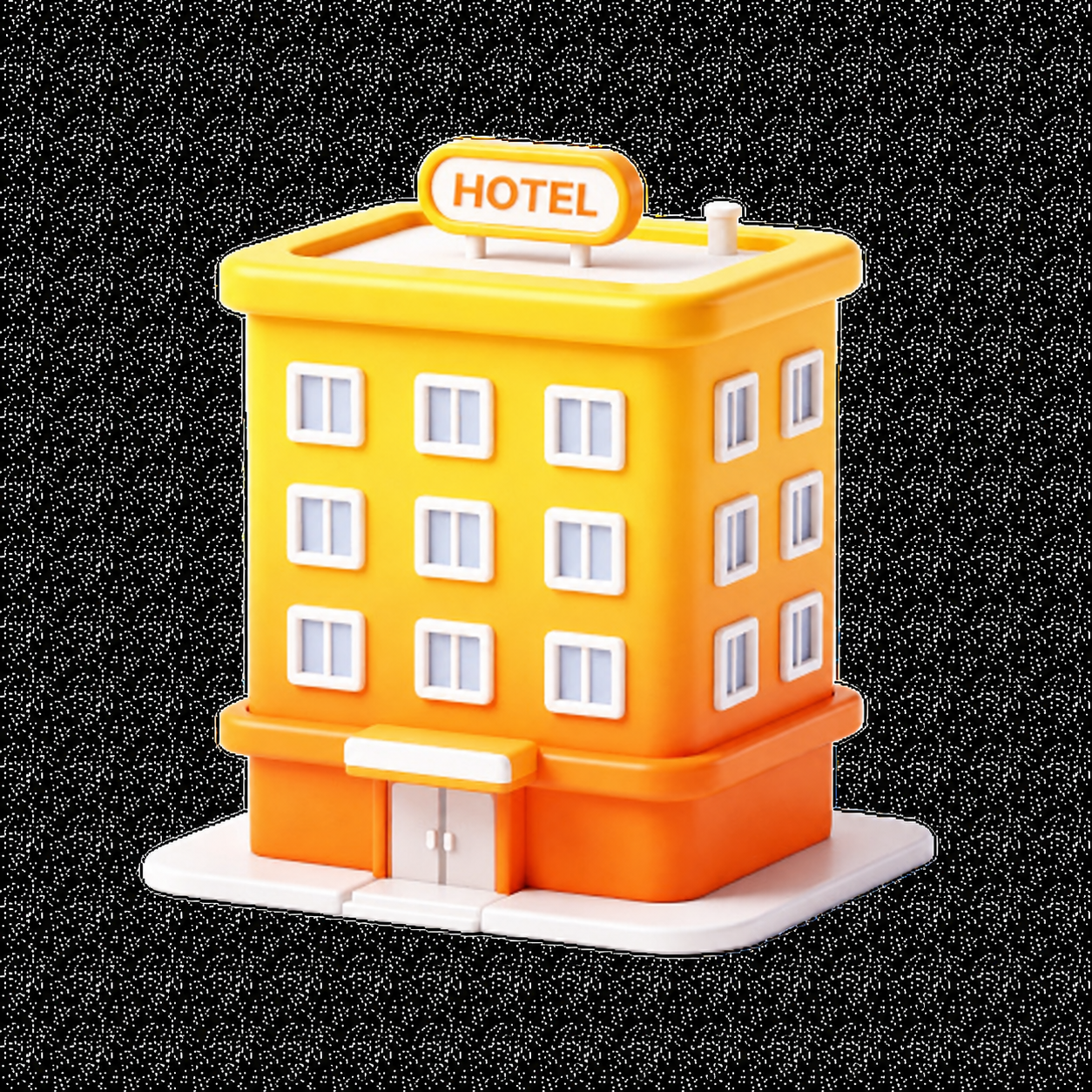 参考原图3D图标风格，将酒店建筑改为黄色系配色，保持原有造型不… - 图片创意预览