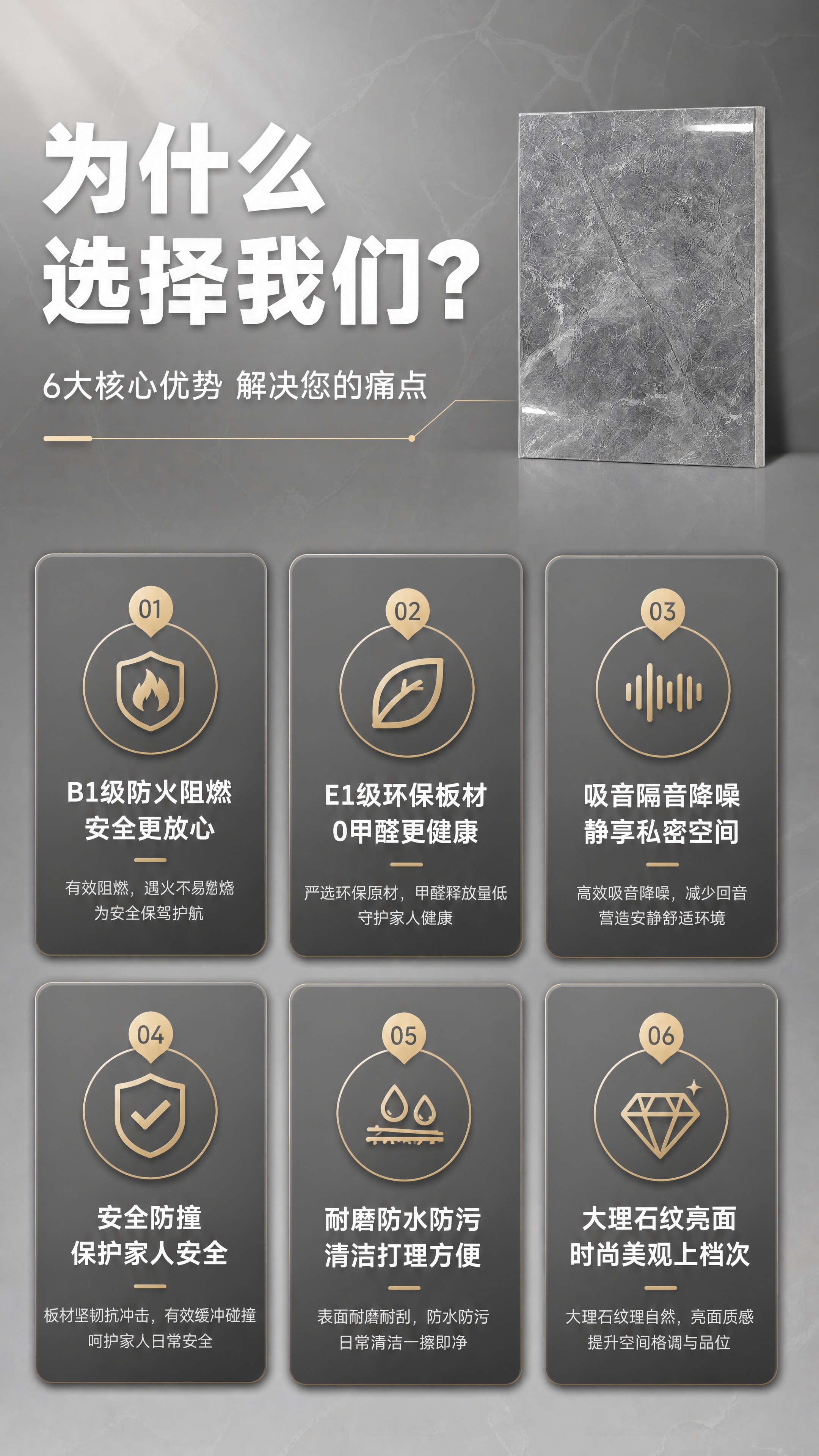 [商品] 使用【图1】大理石纹吸音板；保留大理石纹理、亮面表面… - 图片创意预览