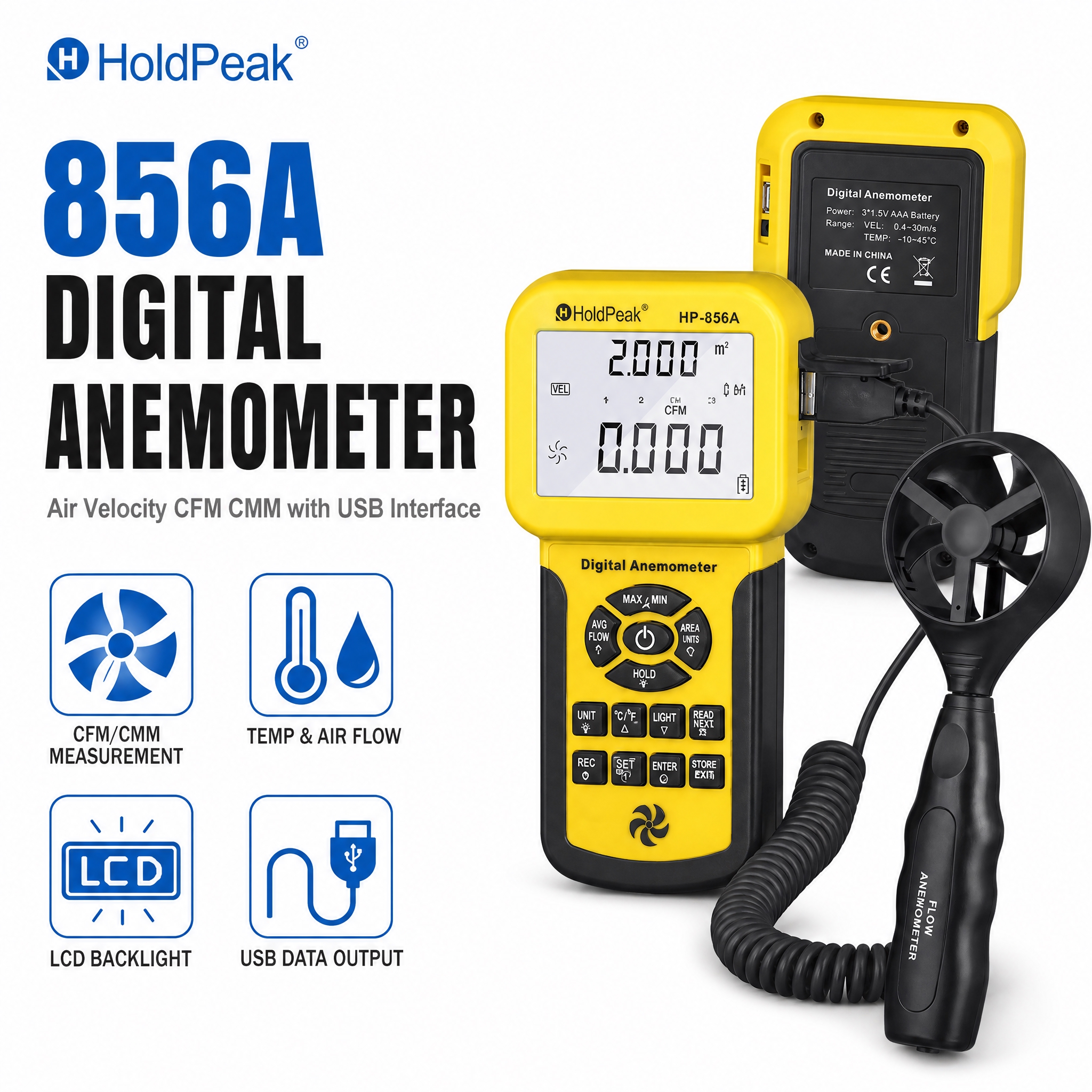 [单张主图] HoldPeak HP-856A 数字风速仪（D… - 图片创意预览