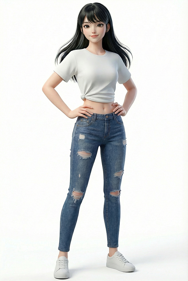 用图2角色的面部造型替换图1角色造型，保持图1角色姿势和构图不变，重绘图1