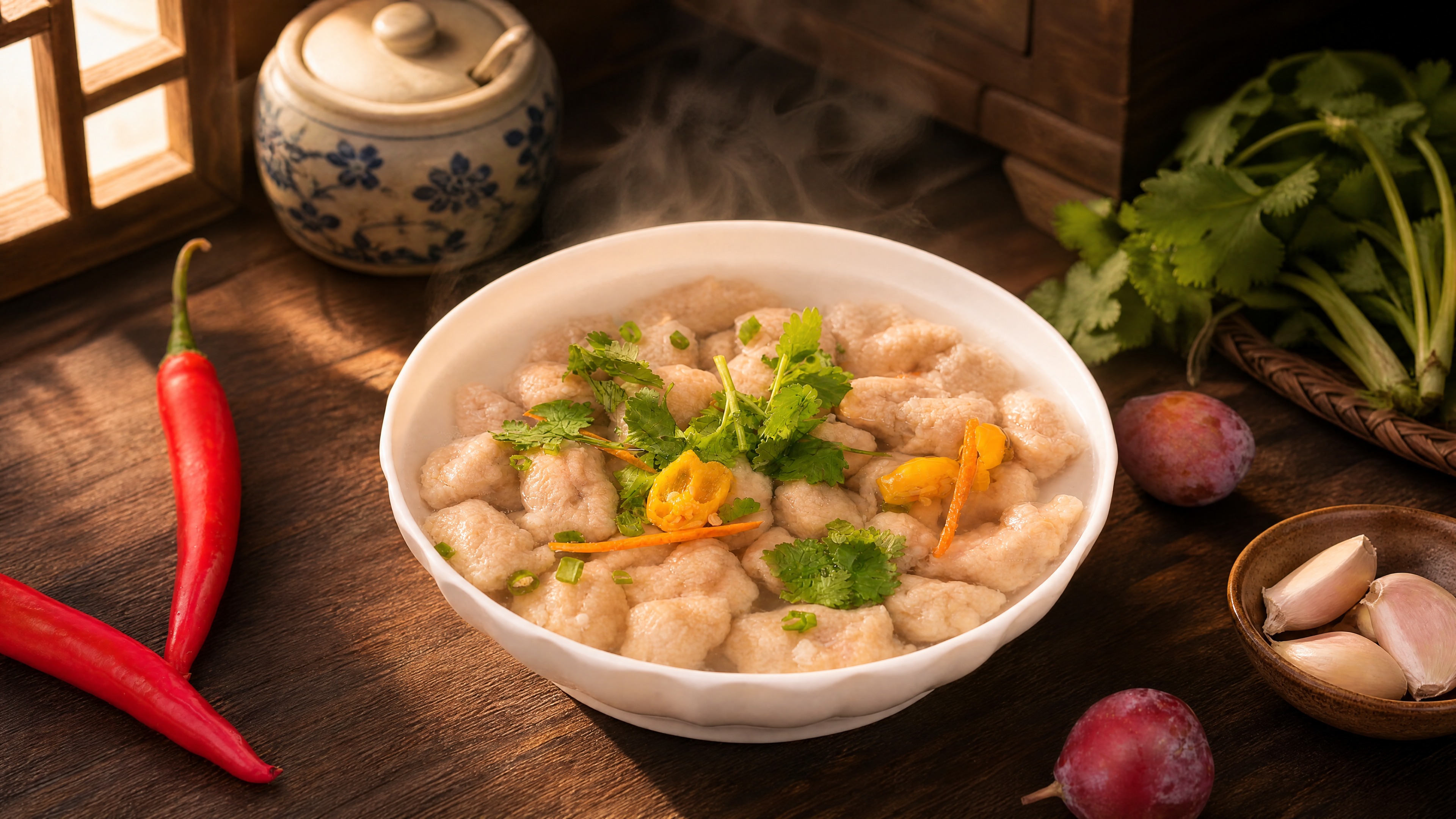 豆泡汤碗严格参照上传产品图，完整保留碗的造型、汤品、豆泡、香菜… - 图片创意预览