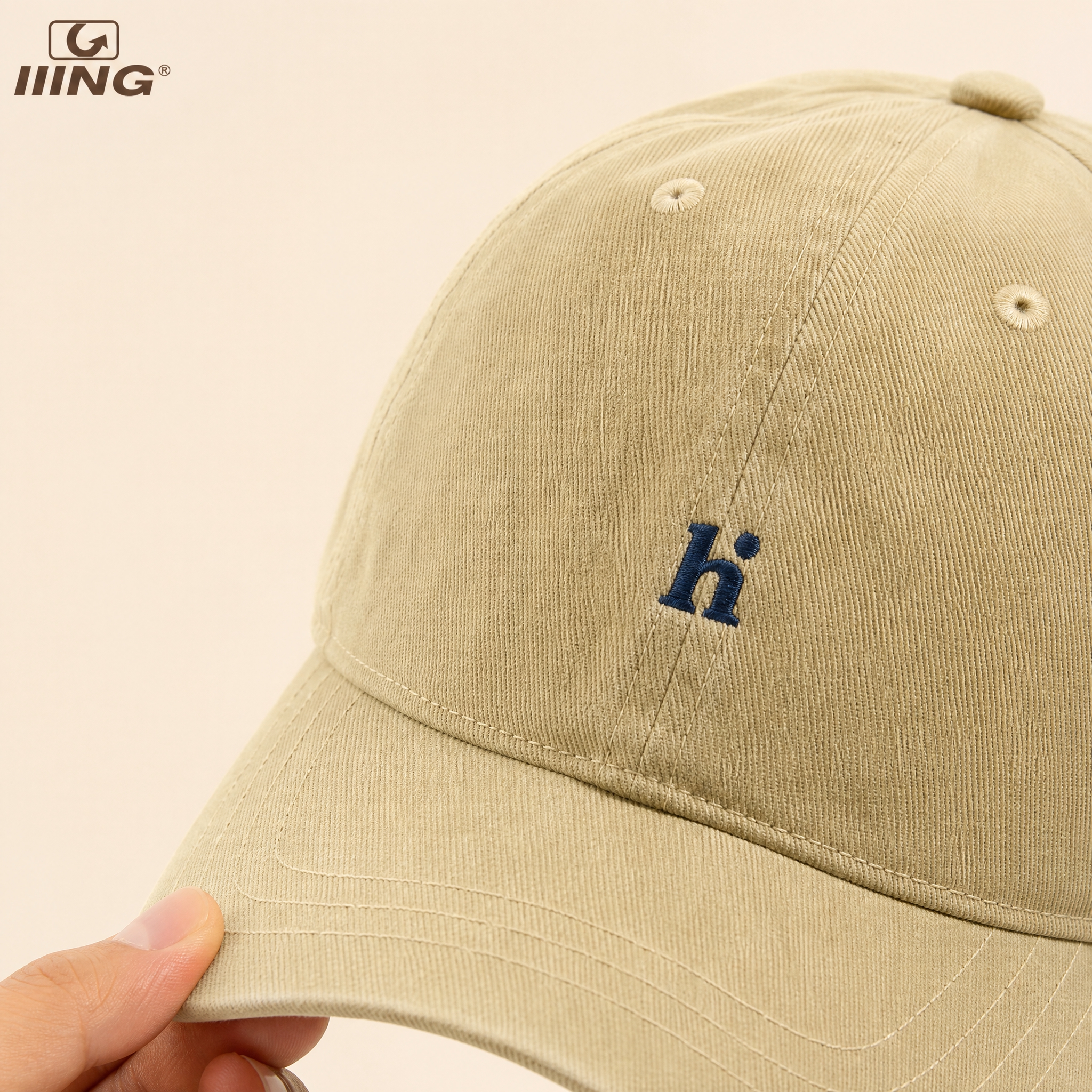 [主图-4] 主题：IIING 棒球帽 细节特写 展示h字母刺… - 图片创意预览
