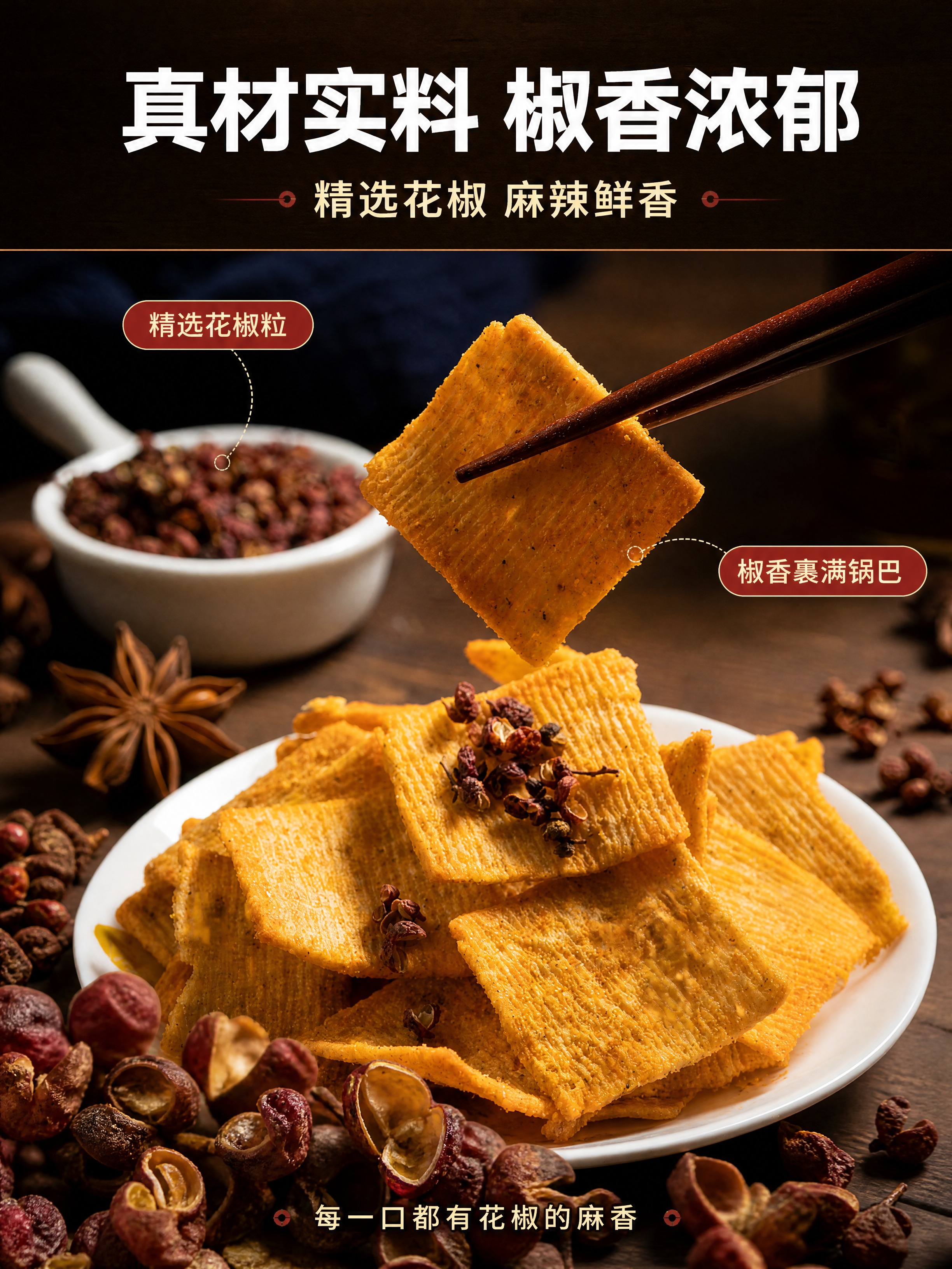 [商品] 使用【图1】筷子夹起的花椒锅巴+花椒碗实拍图；保留锅… - 图片创意预览