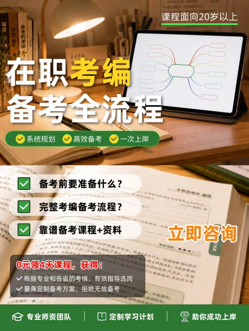 在职考编备考全流程教育机构营销宣传实景风小红书封面预览效果